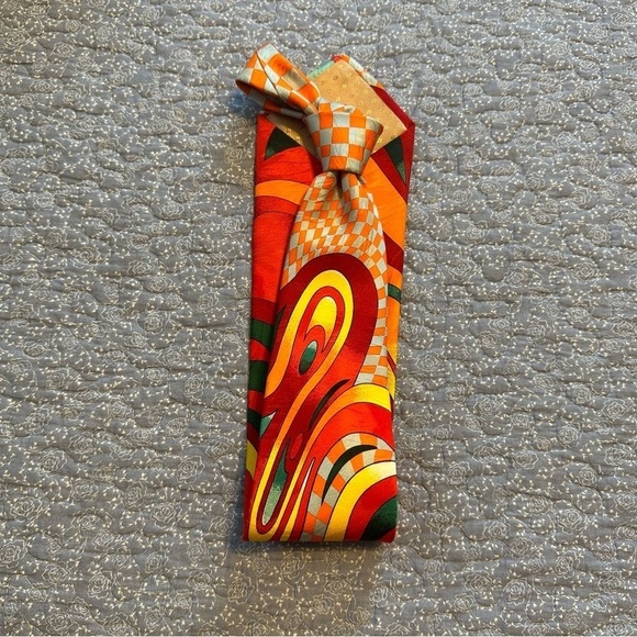 Rush Limbaugh Tie Vtg. 90s No Boundaries Collection Silk Orange & Red 58” x 4” - Picture 2 of 9